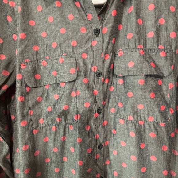 Express Charcoal and Pink Polka Dot Button-Down Shirt - Picture 7 of 8